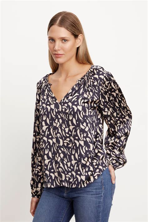 Kade Printed Peasant Blouse Velvet By Graham And Spencer