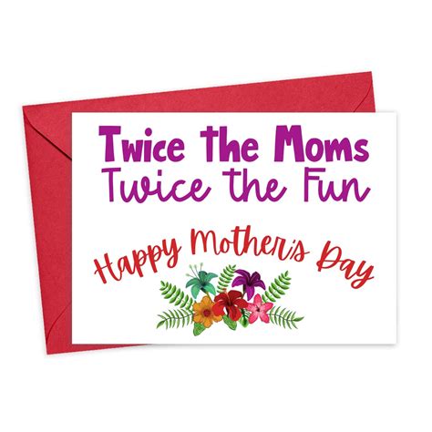 Lesbian Mothers Day Card Two Moms Mothers Day Card Lgbtq T For Mom Gay Mothers Day Ts From