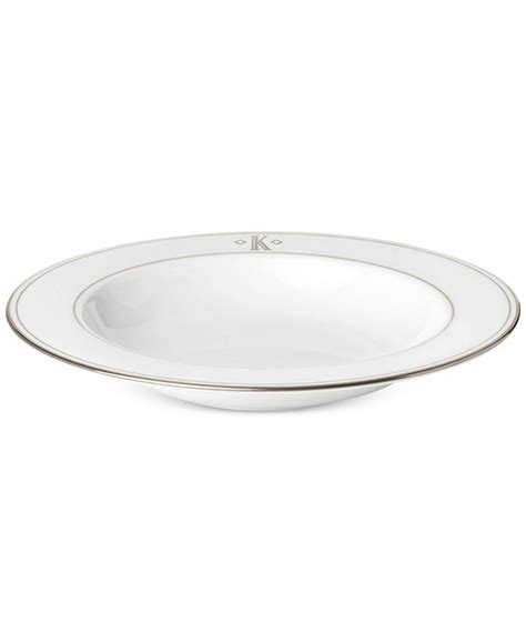 Lenox Federal Platinum Monogram Pasta Rim Soup Bowl Block Letters