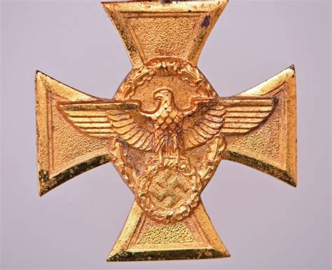 Regimentals German Wwii Police Year Long Service Cross In Gold