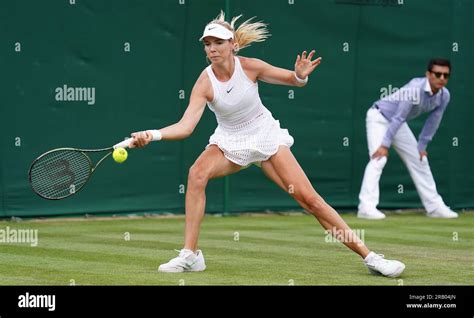 Katie Boulter in action against Viktoriya Tomova (not pictured) on day ...