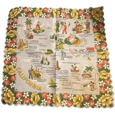 Like New But Vintage California State Souvenir Hankie Handkerchief