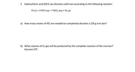 Answered 2 Hydrochloric Acid Hci Can Dissolve Bartleby