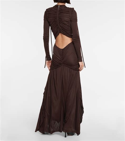 Ruched Cutout Jersey Maxi Dress In Brown Proenza Schouler Mytheresa