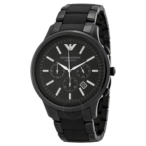 Emporio Armani Ceramica Chronograph Black Dial Black Ceramic Men's ...