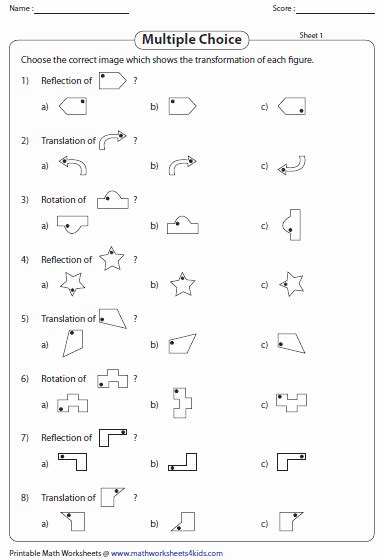 50 Translations Reflections And Rotations Worksheet