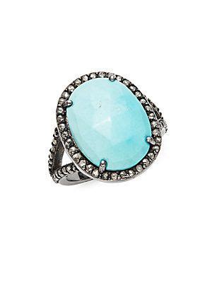 Bavna Turquoise Diamond And Sterling Silver Ring Bavna Bangle