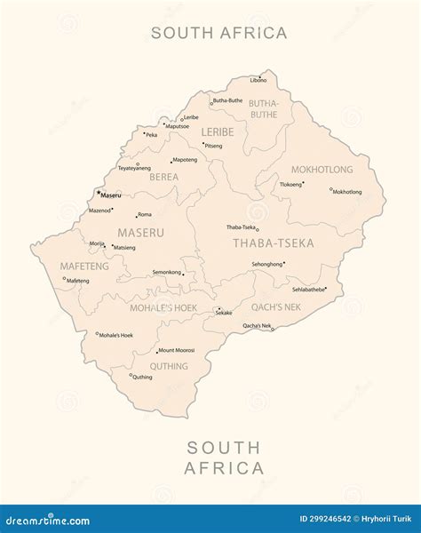 Lesotho Detailed Country Outline And Location On World Map Cartoon