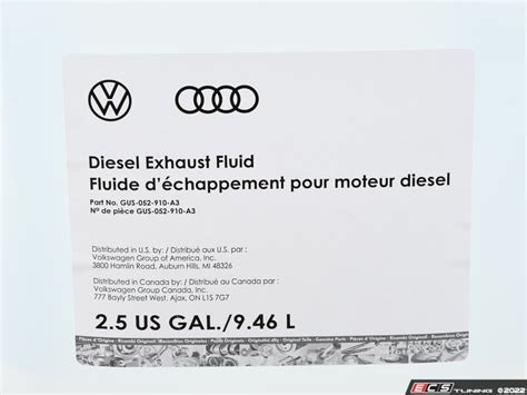 Genuine Volkswagen Audi GUS052910A3 AdBlue DEF Fluid 9 46 Liters