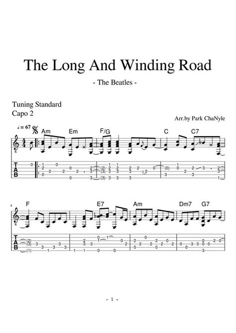 The Beatles The Long And Winding Road Fingerstyle By Park ChaNyle