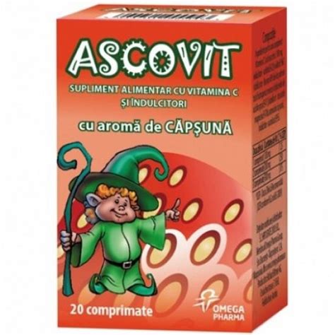 Ascovit Vitamina C Cu Aroma De Capsuni Comprimate Masticabile Omega