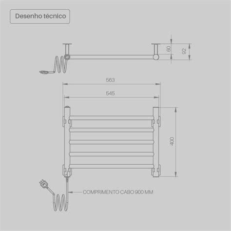 Toalheiro Elétrico Seccare Decorato Reto Inox Polidio 55W Pergo