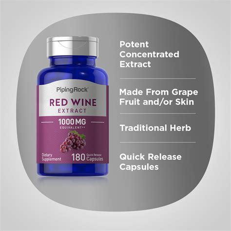 Red Wine Extract 1000 Mg 180 Quick Release Capsules