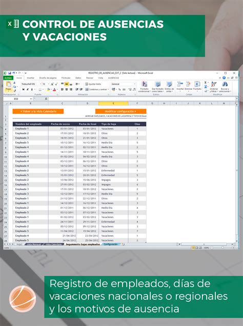 Plantilla Para El Control De Ausencias Y Vacaciones Plantilla Para Rrhh
