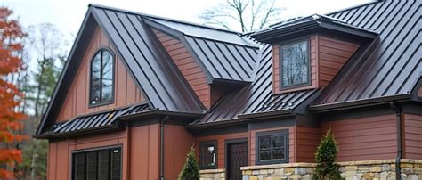 Premium Photo | Modern Home with Brown Metal Exterior Steel Roof ...