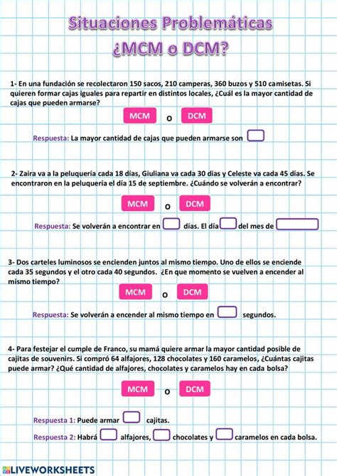 Situaciones Problem Ticas De Mcm Y Dcm Worksheet Periodic Table Mcm