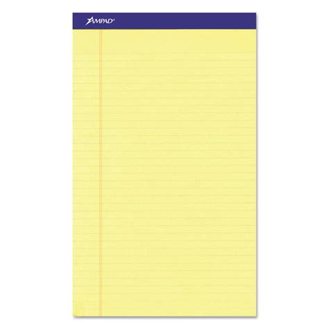 Ampad Perforated Writing Pads Wide Legal Rule Canary Yellow X