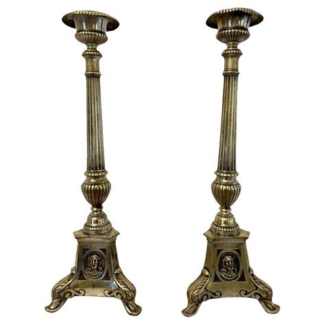 Fantastic Quality Antique Edwardian Brass Candlesticks For Sale At 1stdibs