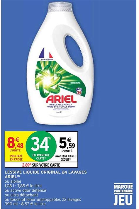 Promo Lessive Liquide Original 24 Lavages Ariel chez Intermarché