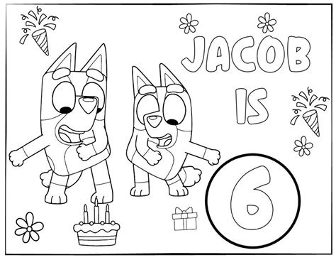 Printable Bluey Coloring Page For Birthday Personalized Etsy Norway