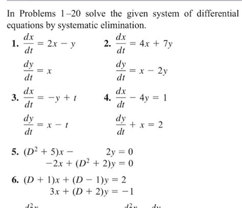 Solved In Problems Solve The Given System Of Differential Chegg