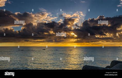 Colorful Cloudy Sundown Scene In Sunset Beach Chatan 北谷 Okinawa 沖縄