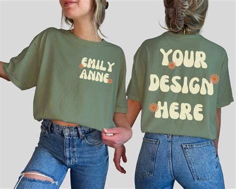 Moss Comfort Colors Mockup Front And Back Tshirt Mock Up C1717 Moss