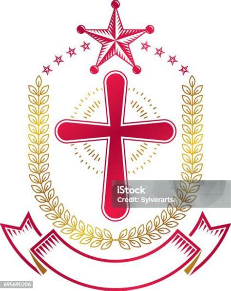 Lambang Gotik Christian Cross Diciptakan Dengan Bintang Segi Lima Dan