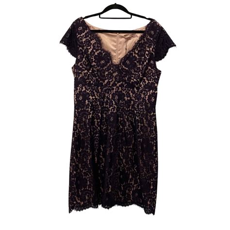 Bnwt Review Womens Size 16 Cocktail Dress Black Nude Lace S