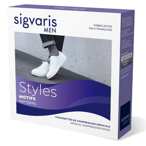 Sigvaris Styles Motifs Marinière Chaussettes de contention homme Cl 2