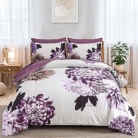 Amazon Djy Purple Comforter Set King Piece Floral Comforter Set