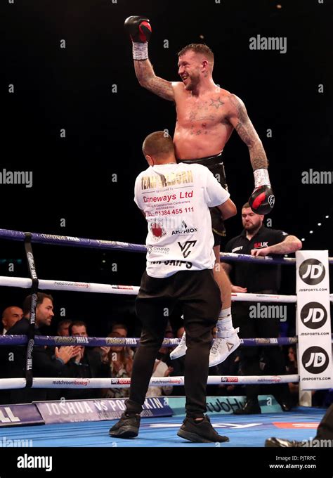 Jason Welborn Celebrates Beating Tommy Langford During Their British Middleweight Championship