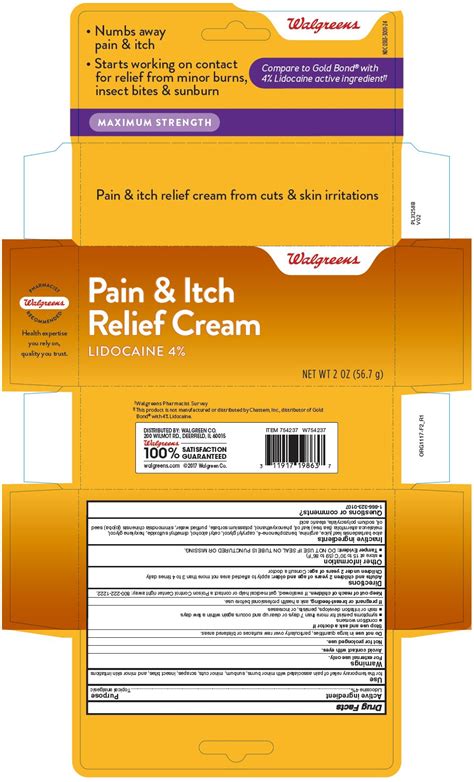 Pain And Itch Relief 4 Lidocaine Cream Walgreens