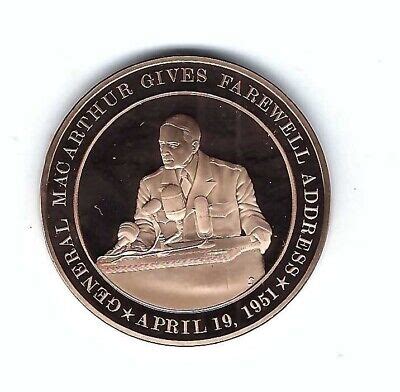 1951 U S ARMY GENERAL DOUGLAS MACARTHUR FAREWELL ADDRESS BRONZE COIN