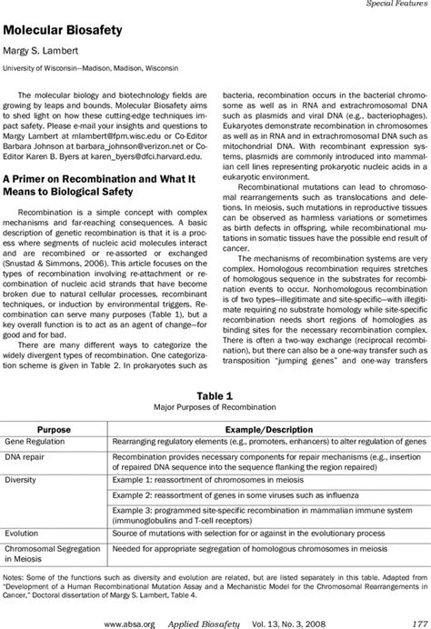 Molecular Biosafety Applied Biosafety