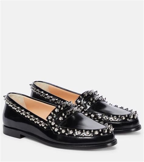 Mattia Spikes Leather Loafers In Black Christian Louboutin Mytheresa