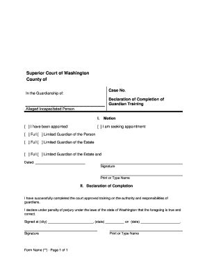 Fillable Online Declaration Of Completion Of Guardian Training Fax