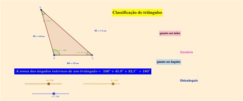 Classificar Triângulos E Soma Dos ângulos Internos Geogebra