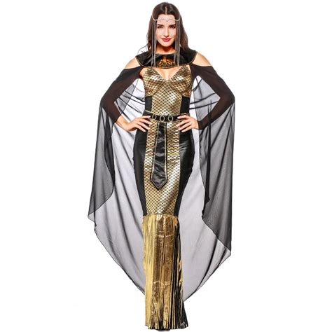 Umorden Deluxe Gold Egyptian Queen Cleopatra Costume Sequin Long Dress