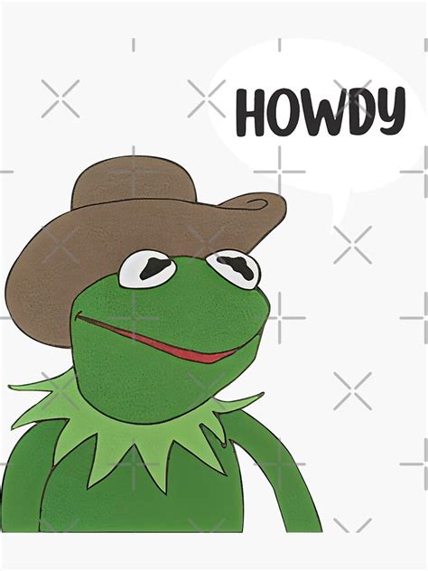 Kermit The Frog Howdy Funny Cowboy Frog Muppets Sticker By