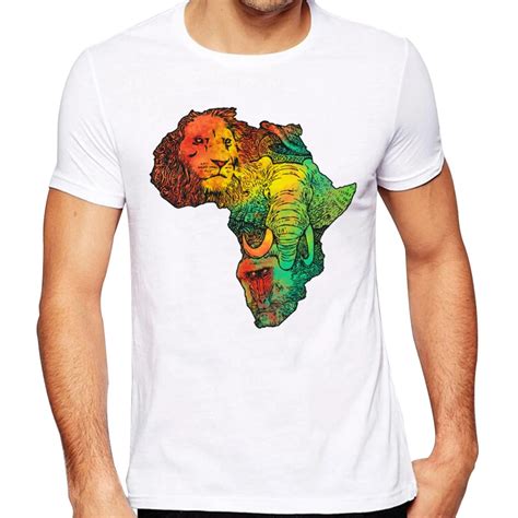 Mens 2016 Fashion Africa Map Design T Shirt High Quality Cool Tops Hipster Summer Tees In T