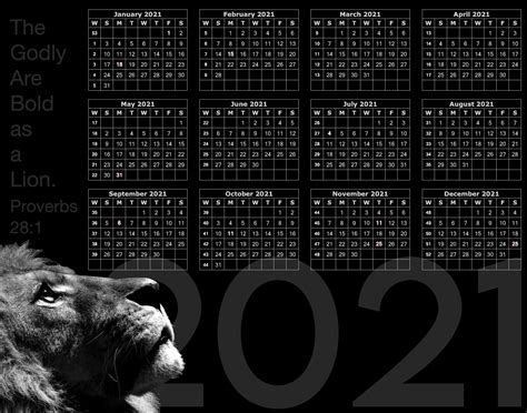 2021 Bold Lion Digital Calendar - Etsy