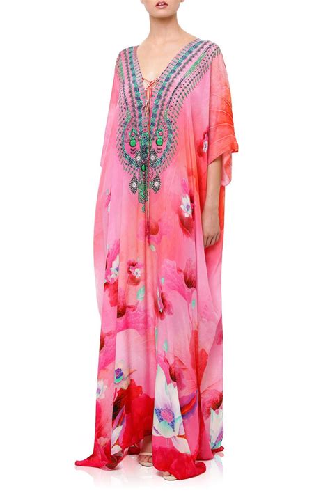 Floral Print Kaftan Dress Long Kaftan Dress Silk Outfit Designer Maxi Dress