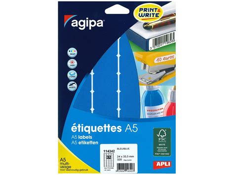 Apli Agipa Etui A5 320 étiquettes bleues multi usages 24 x 33 5