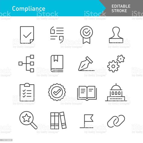 Compliance Icons Line Series Editable Stroke Stock Illustration Download Image Now