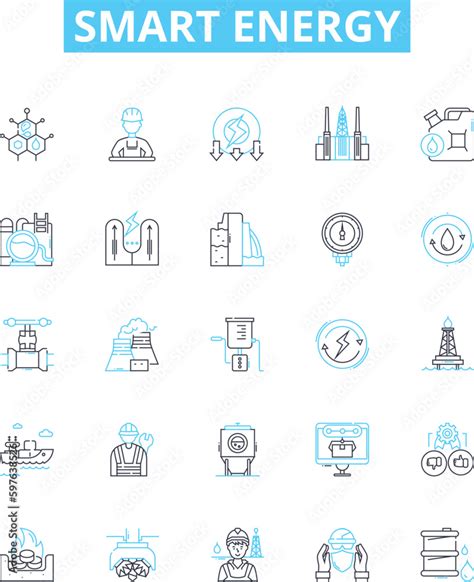 Smart Energy Vector Line Icons Set Smart Energy Technologies