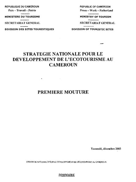 PDF stratégie de développement de l écotourisme au Cameroun DOKUMEN