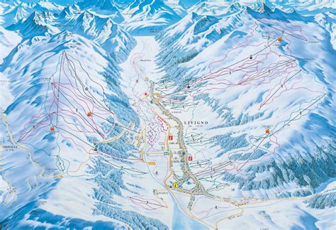 Livigno ski map, Italy, Europe