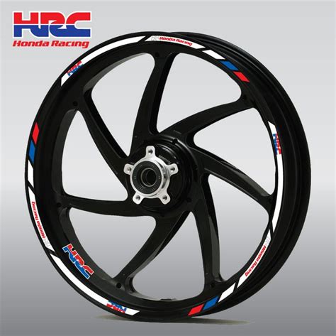 Honda Hrc Racing Wheel Stripes And Decals Set In White Blue Red Moto