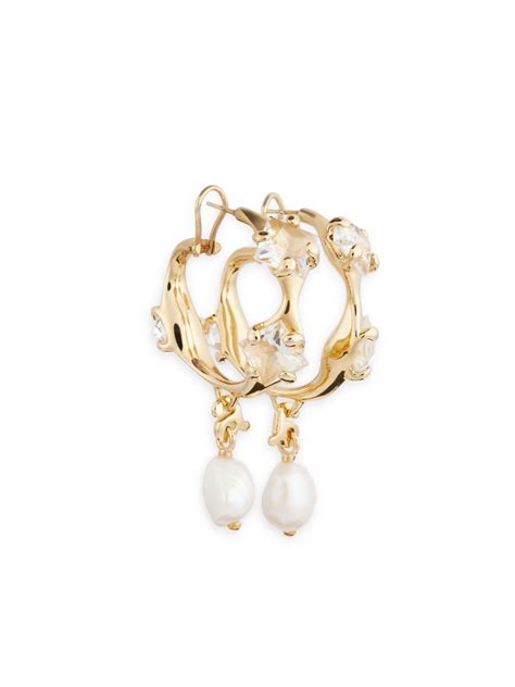 Ami Paris Crystal Embellished Hoop Earrings Farfetch